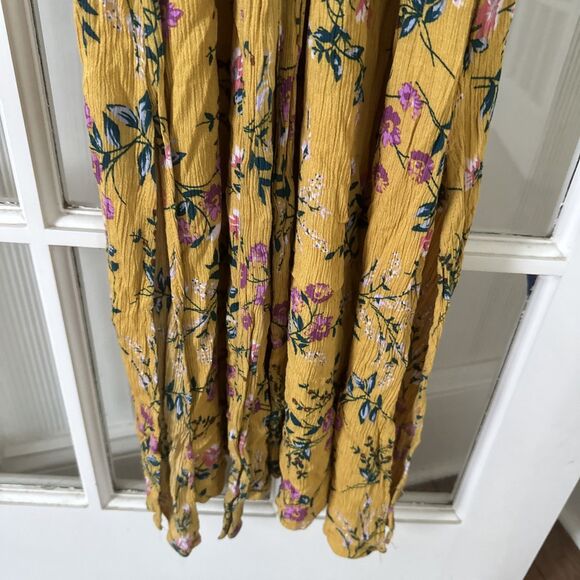Yellow Midi Dress Floral Womens Medium Lightweight - Picture 6 of 10